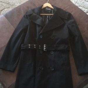 Black Double Breasted Trench Coat